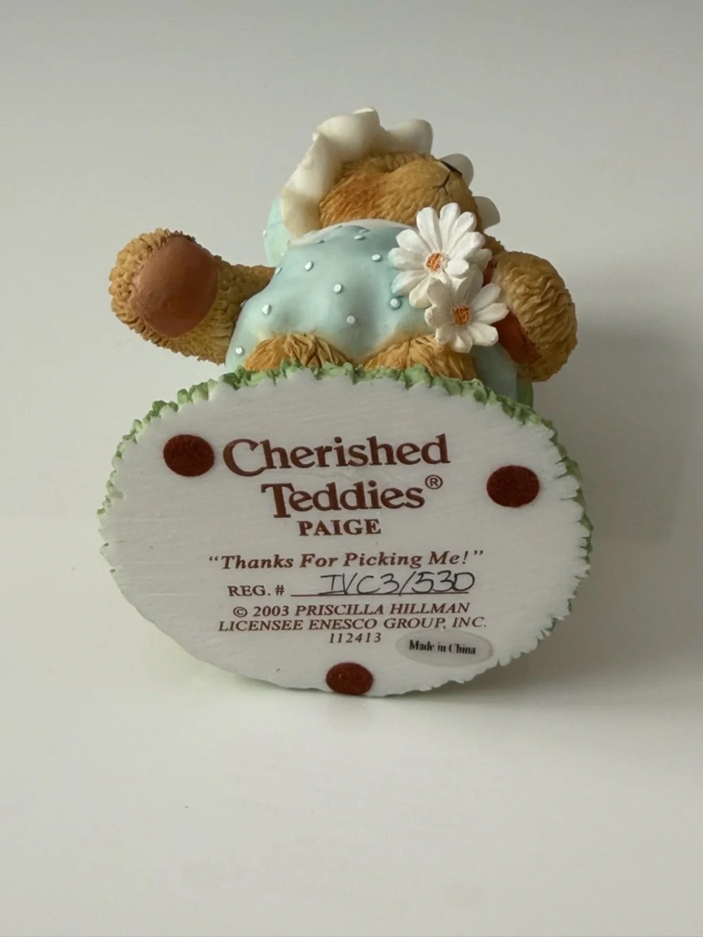 🧸 Cherished Teddies Enesco Bear Figurine - “Thanks For Picking My Daisy”